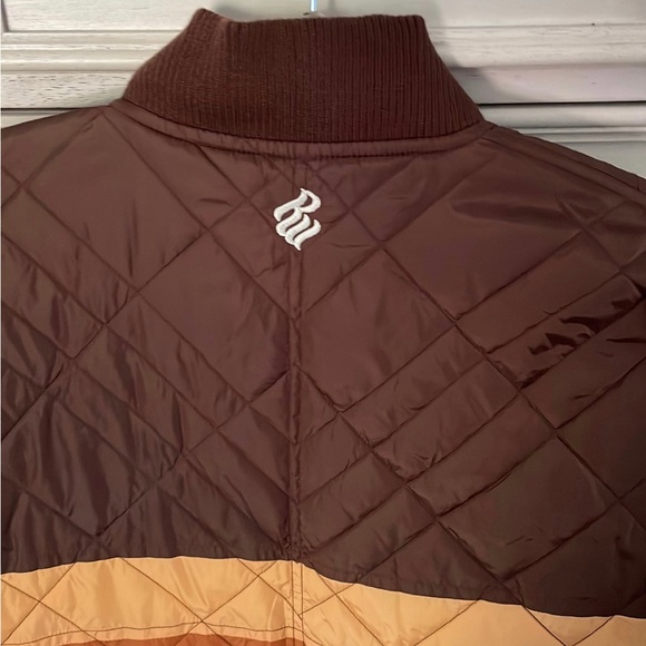 Rocawear Jacket ROC Denim Corp Brown Quilted Puffer Color Block Large Size 3 - Picture 7 of 12